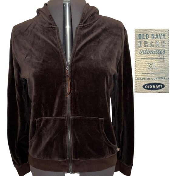 Y2k Old Navy Velour Zip Track Jacket Brown Size XL Vintage Trashy Y2k Trendy - Picture 1 of 7